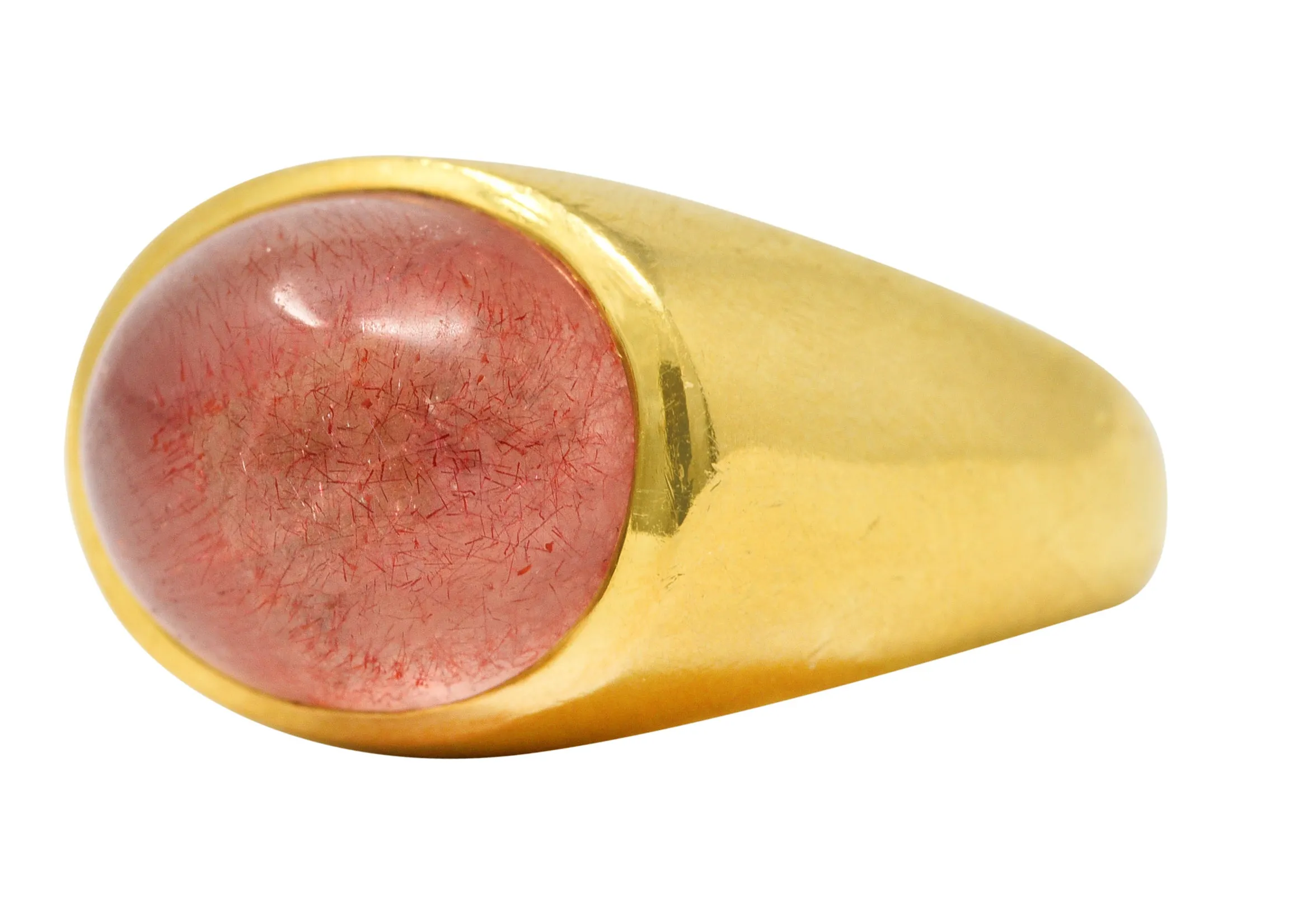 H. Stern Italian Rutilated Quartz Diamond 18 Karat Yellow Gold Vintage Gemstone Ring