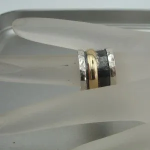 Hadar Designers Handmade Swivel 9k Gold Sterling Silver Ring 6,7,8,9 (I r603) y6.5