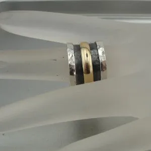 Hadar Designers Handmade Swivel 9k Gold Sterling Silver Ring 6,7,8,9 (I r603) y6.5