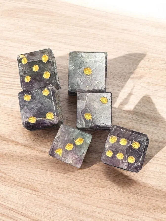 Hand- Carved Gemstone D6 Dice