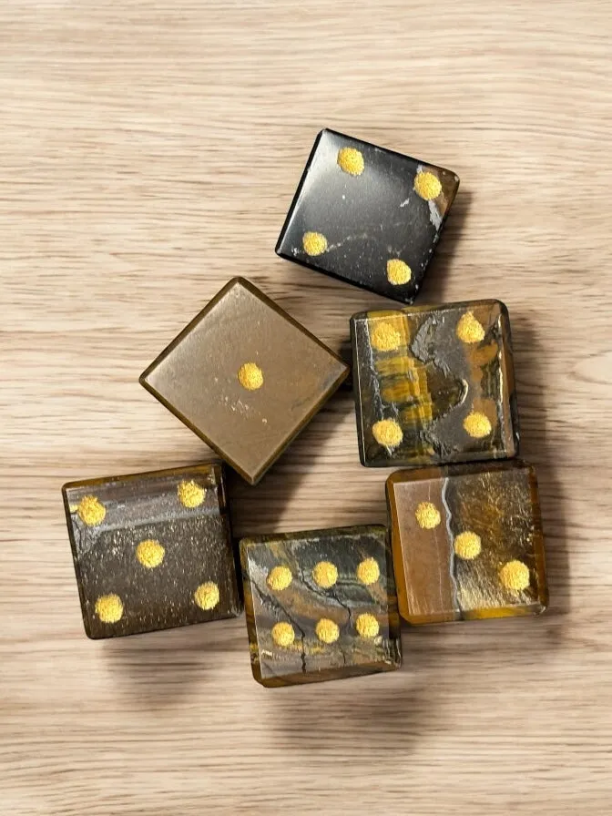 Hand- Carved Gemstone D6 Dice