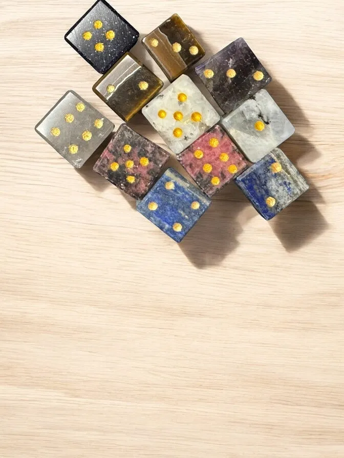 Hand- Carved Gemstone D6 Dice