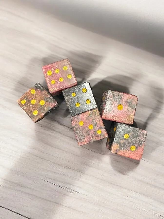Hand- Carved Gemstone D6 Dice