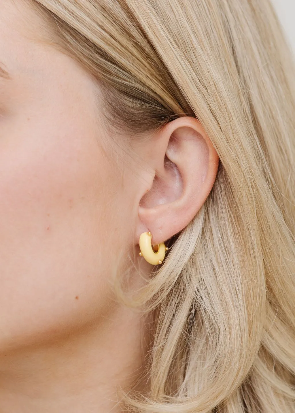 Hannayoo Works Mini Moon Earring Set in Butter Yellow