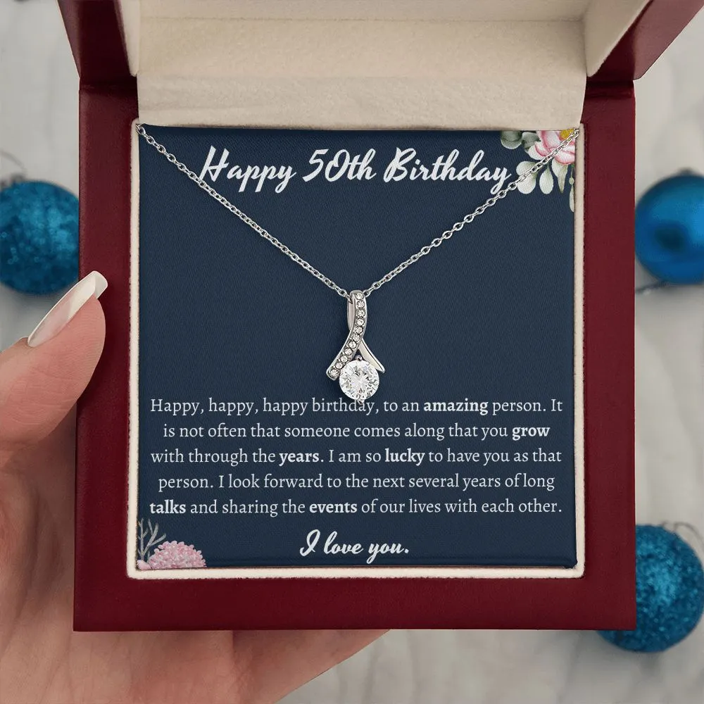 Happy 50th Birthday Ribbon Necklace