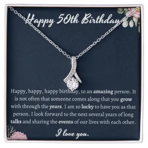 Happy 50th Birthday Ribbon Necklace