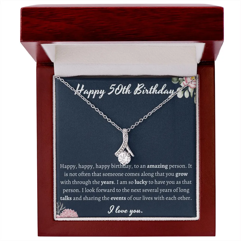 Happy 50th Birthday Ribbon Necklace