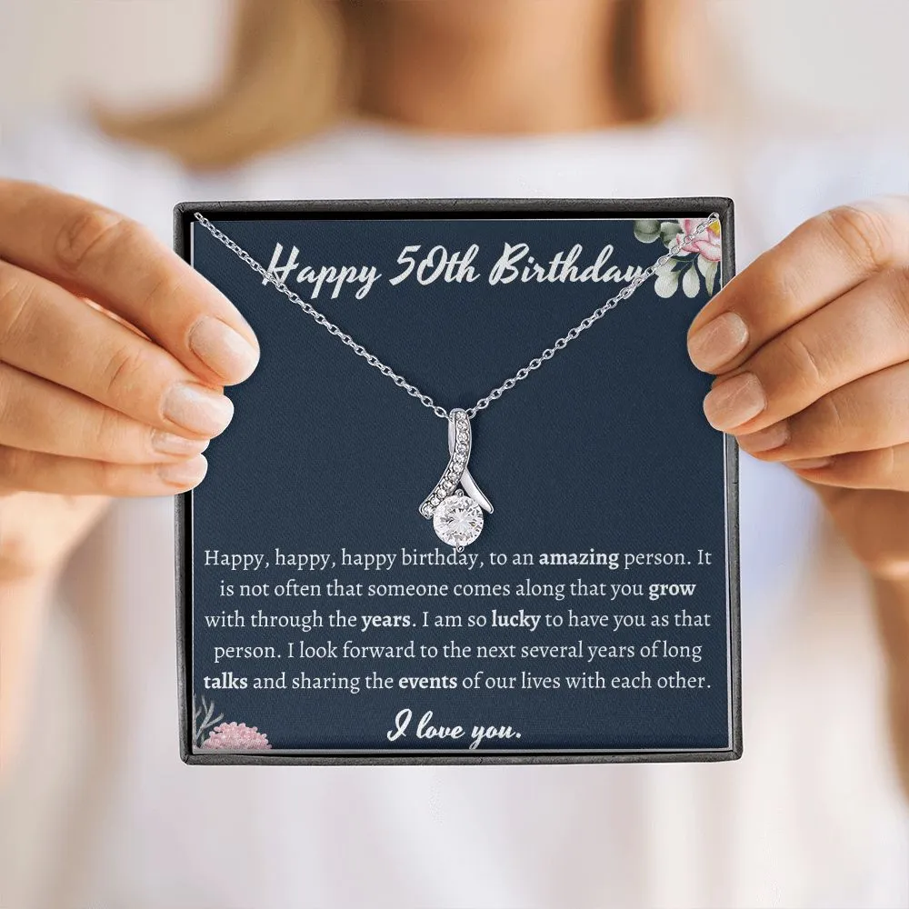 Happy 50th Birthday Ribbon Necklace