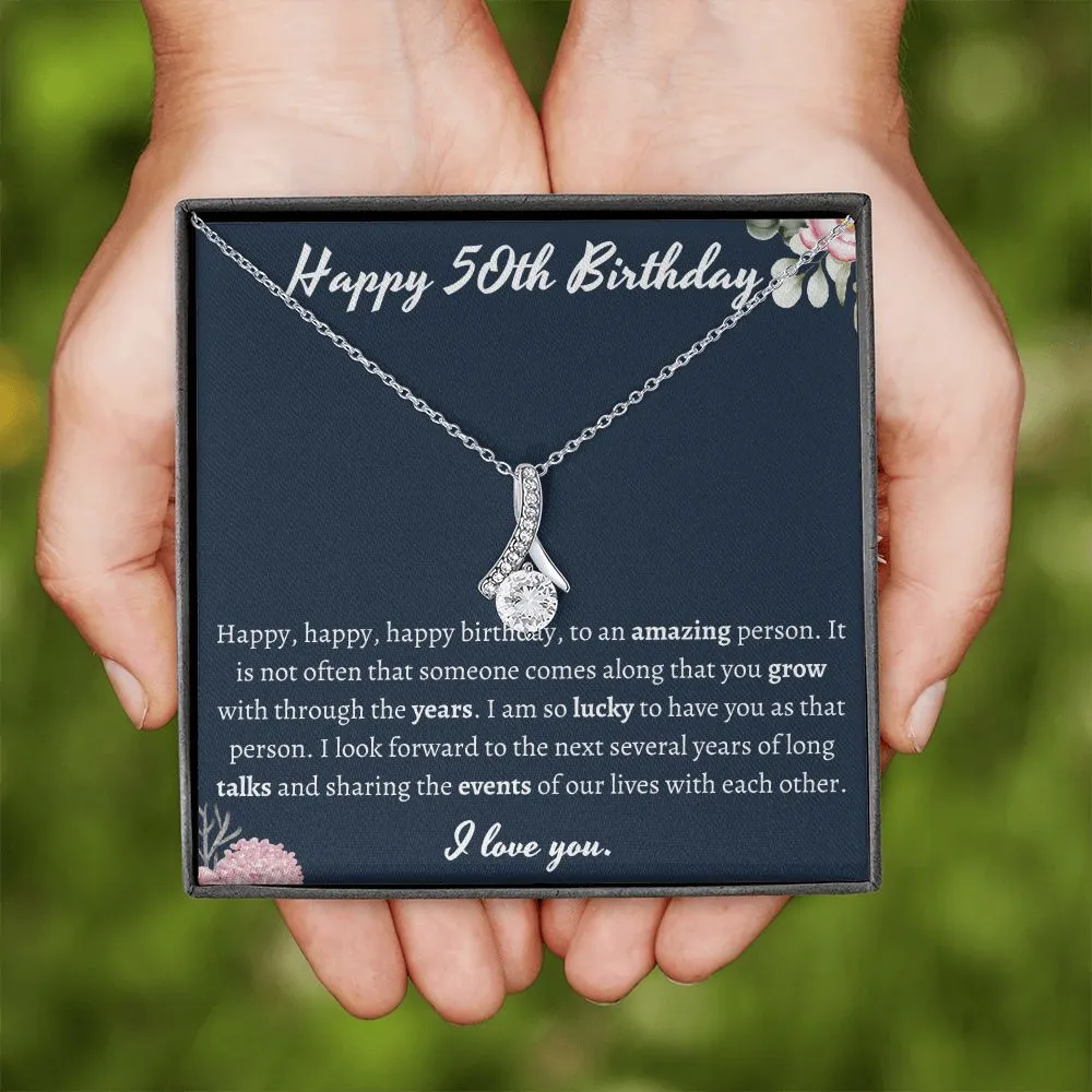 Happy 50th Birthday Ribbon Necklace