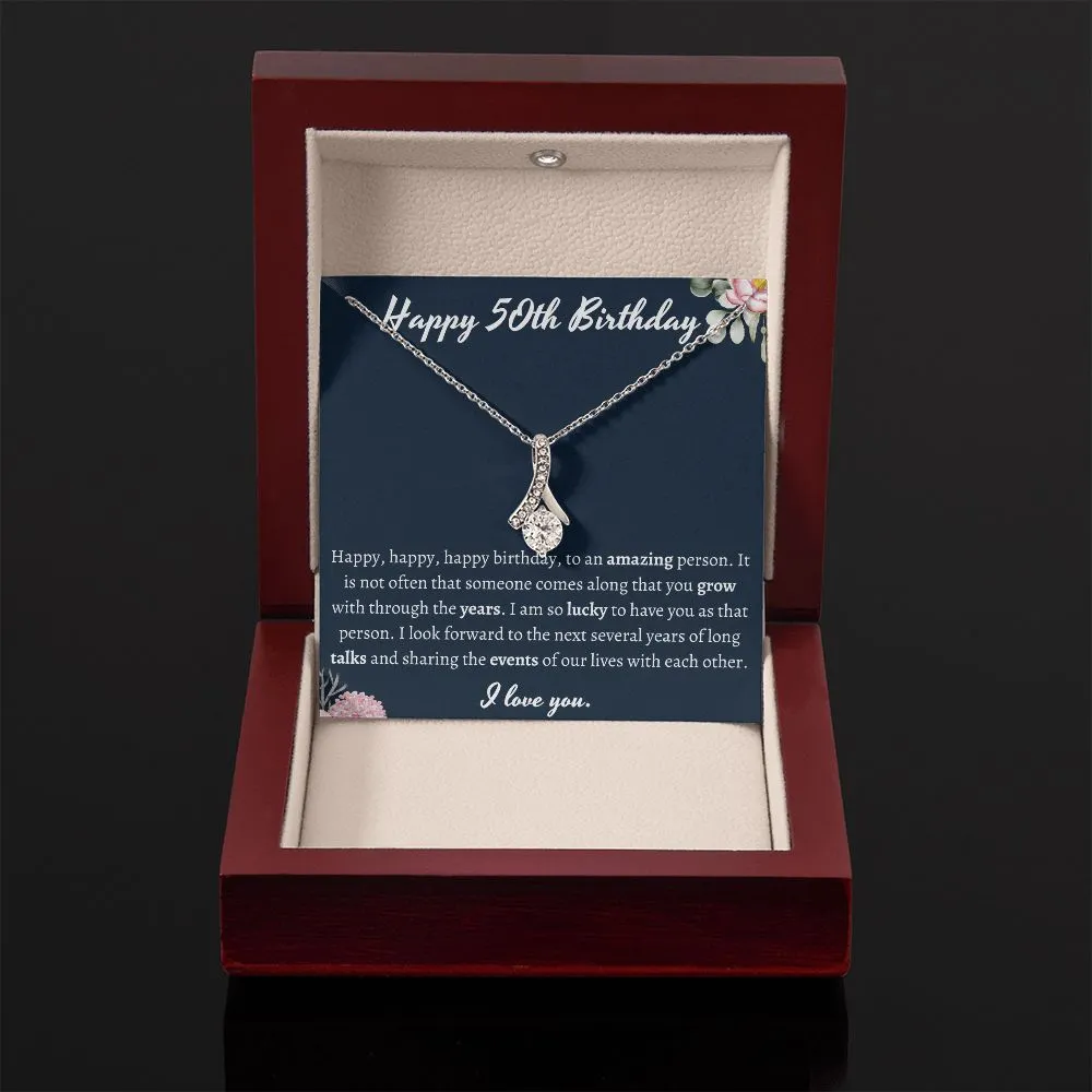 Happy 50th Birthday Ribbon Necklace