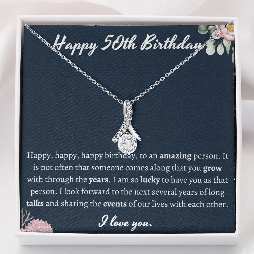 Happy 50th Birthday Ribbon Necklace