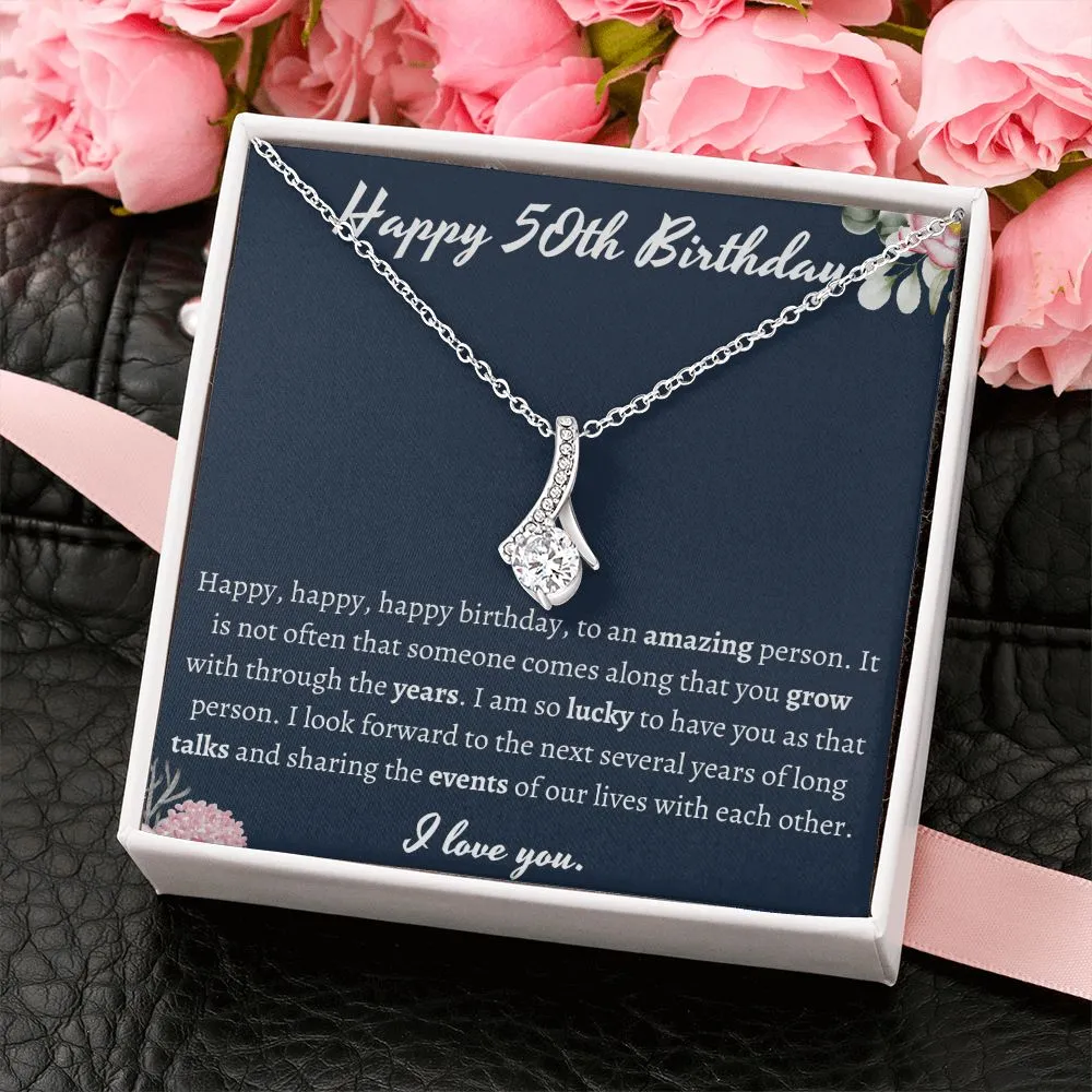 Happy 50th Birthday Ribbon Necklace