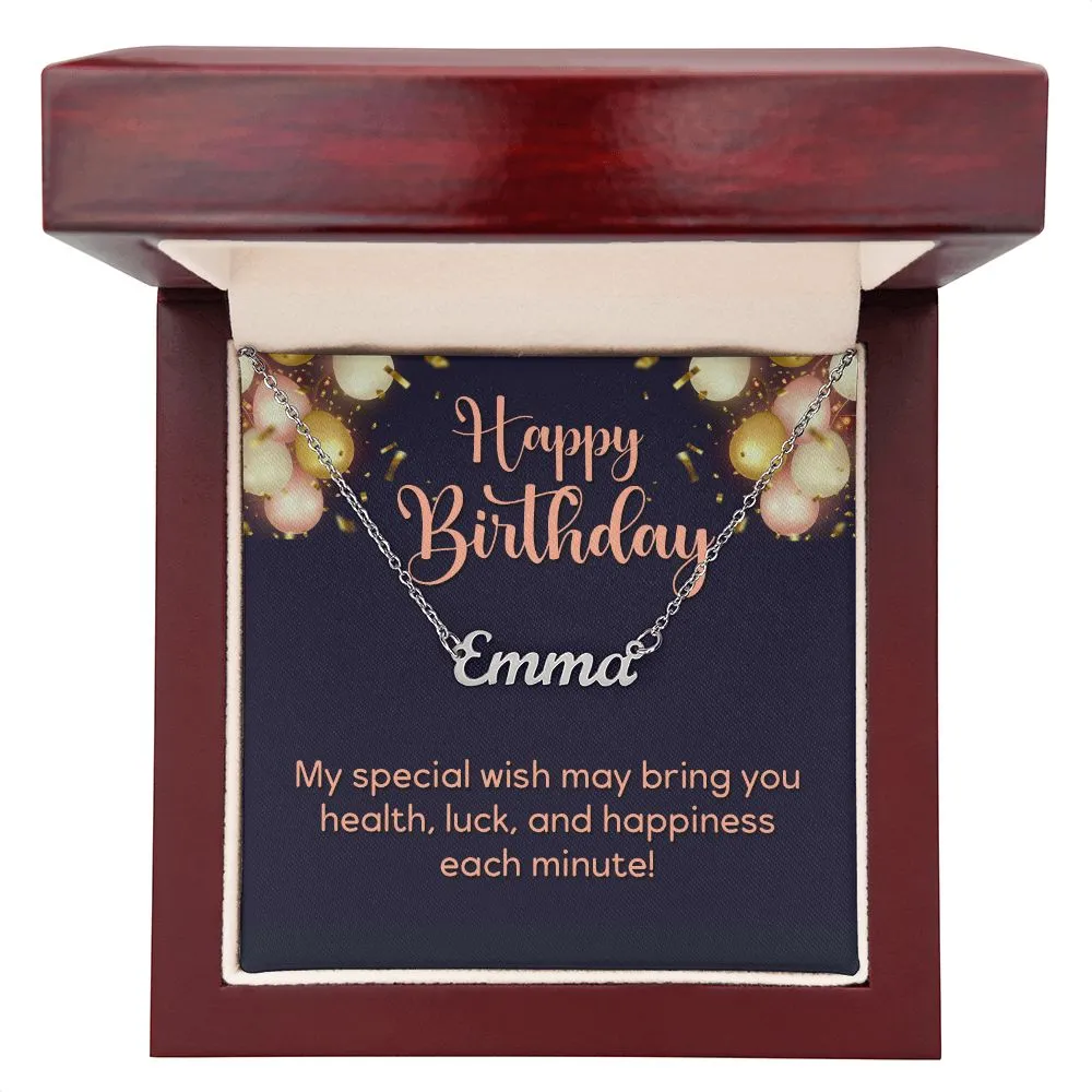 Happy Birthday Custom Name Necklace