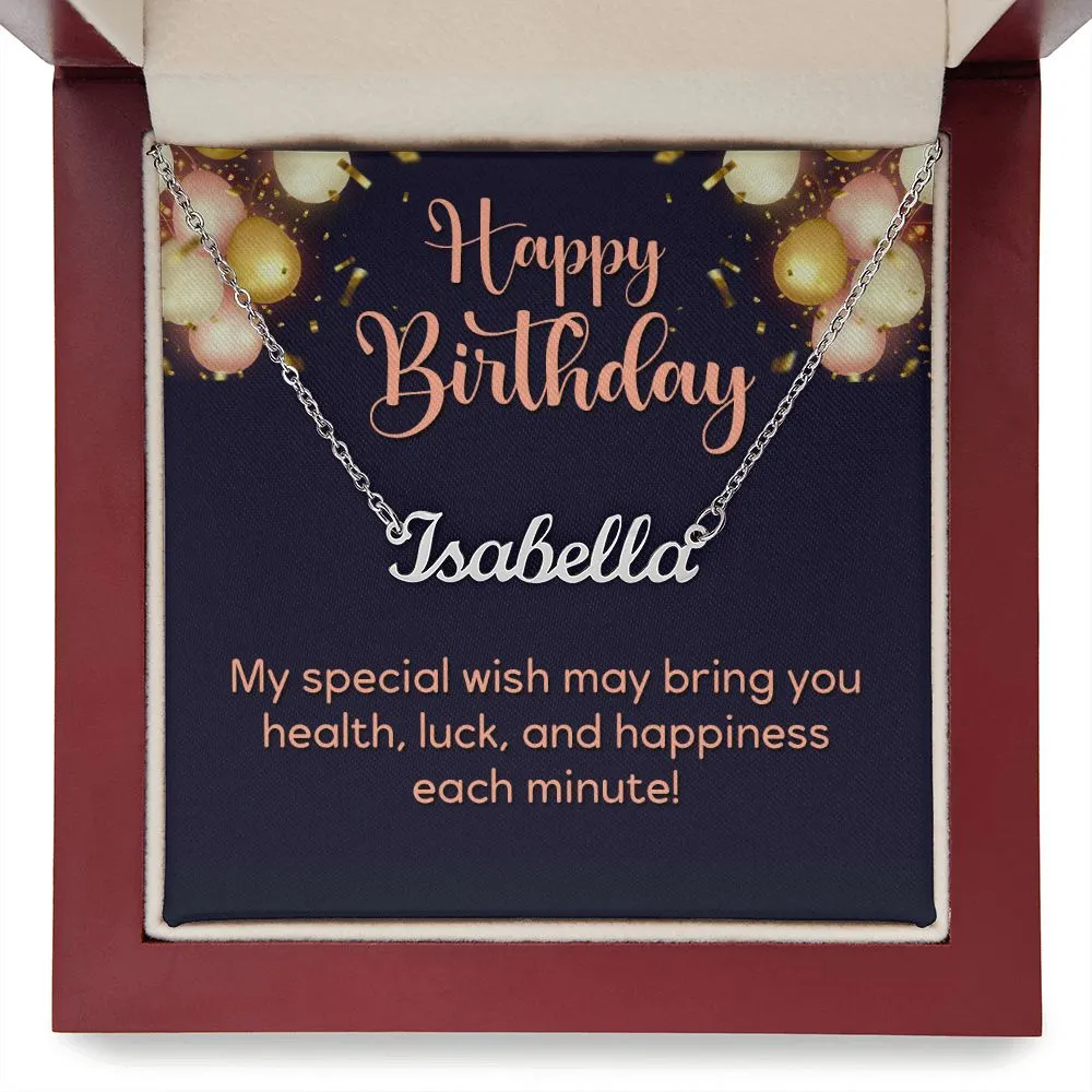 Happy Birthday Custom Name Necklace