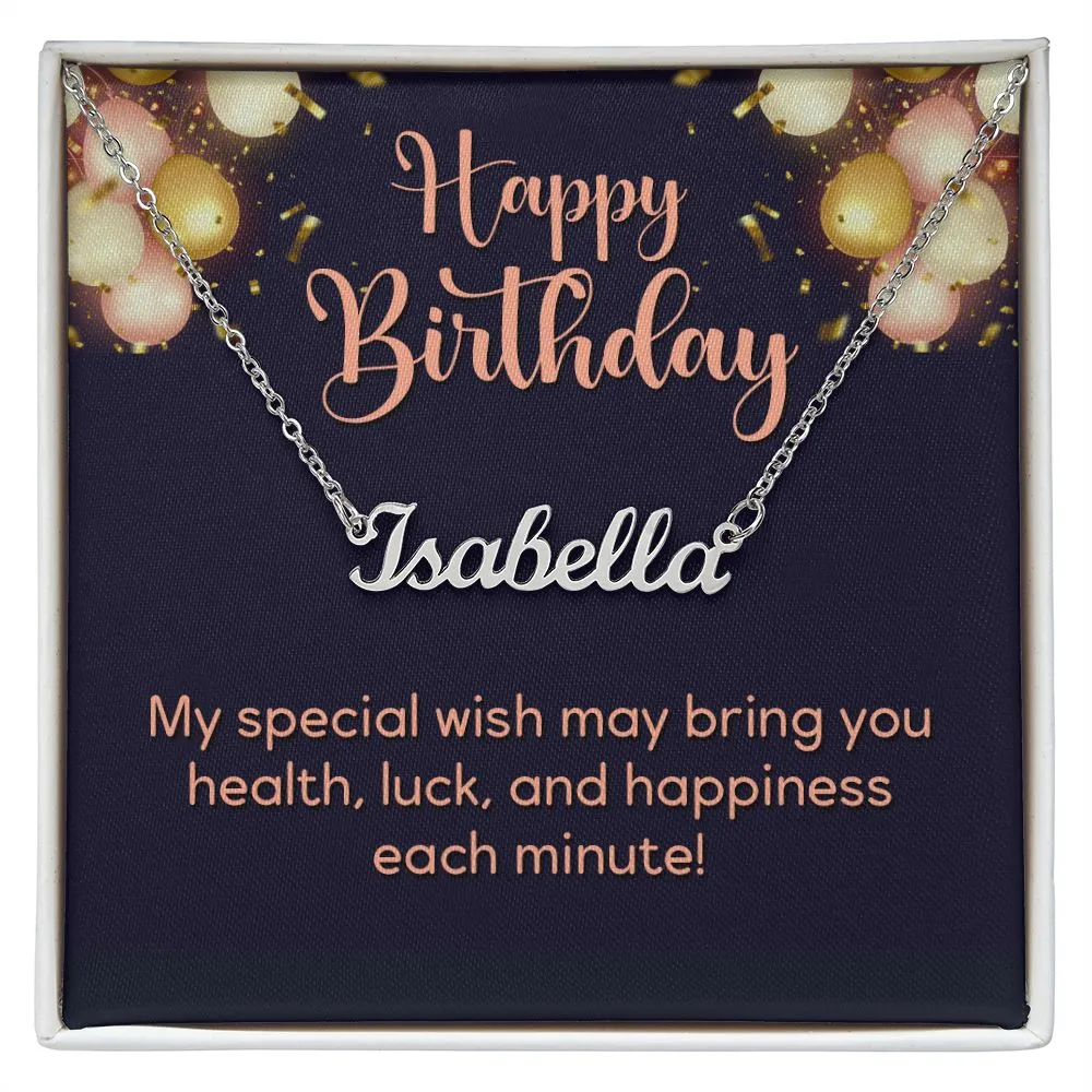 Happy Birthday Custom Name Necklace