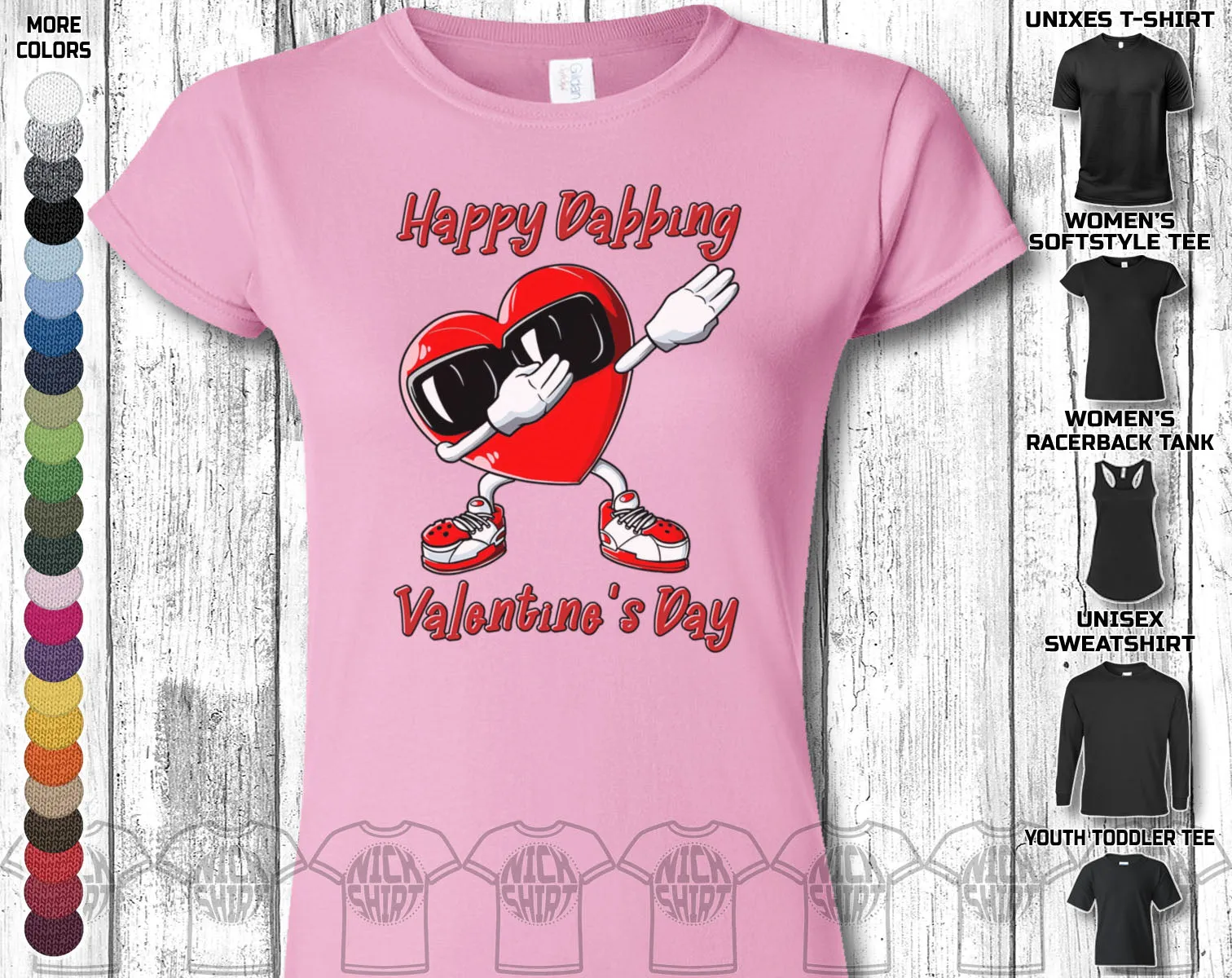 Happy Dabbing Valentine's Day Dance Love Heart Friends Girlfriend Boyfriend Wife Husband Gift Unisex T-Shirt