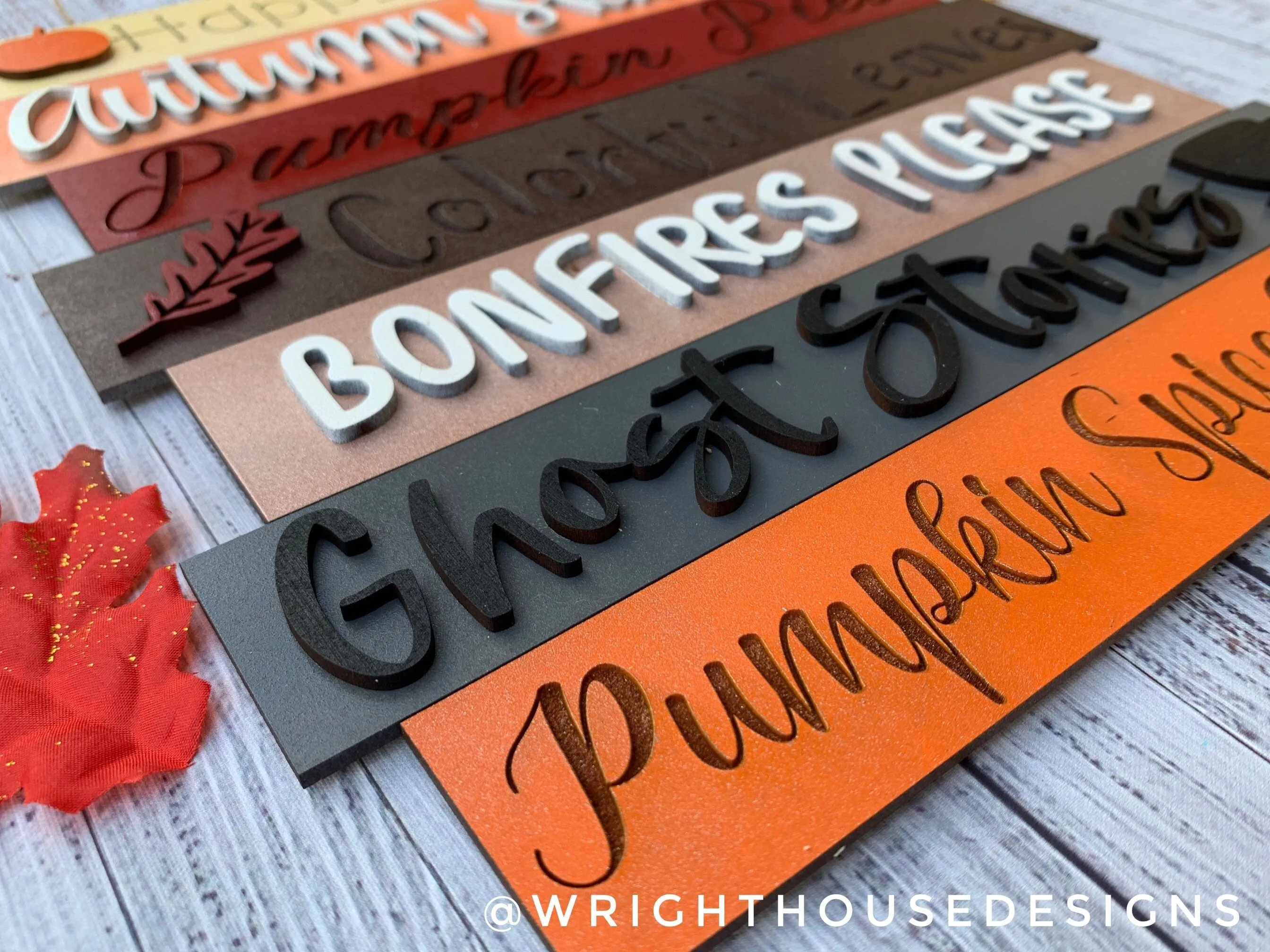 Happy Fall Yall Autumn Bucket List Stacked Sign - Seasonal Wall Decor and DIY Kits - Cut File For Glowforge Lasers - Digital SVG File