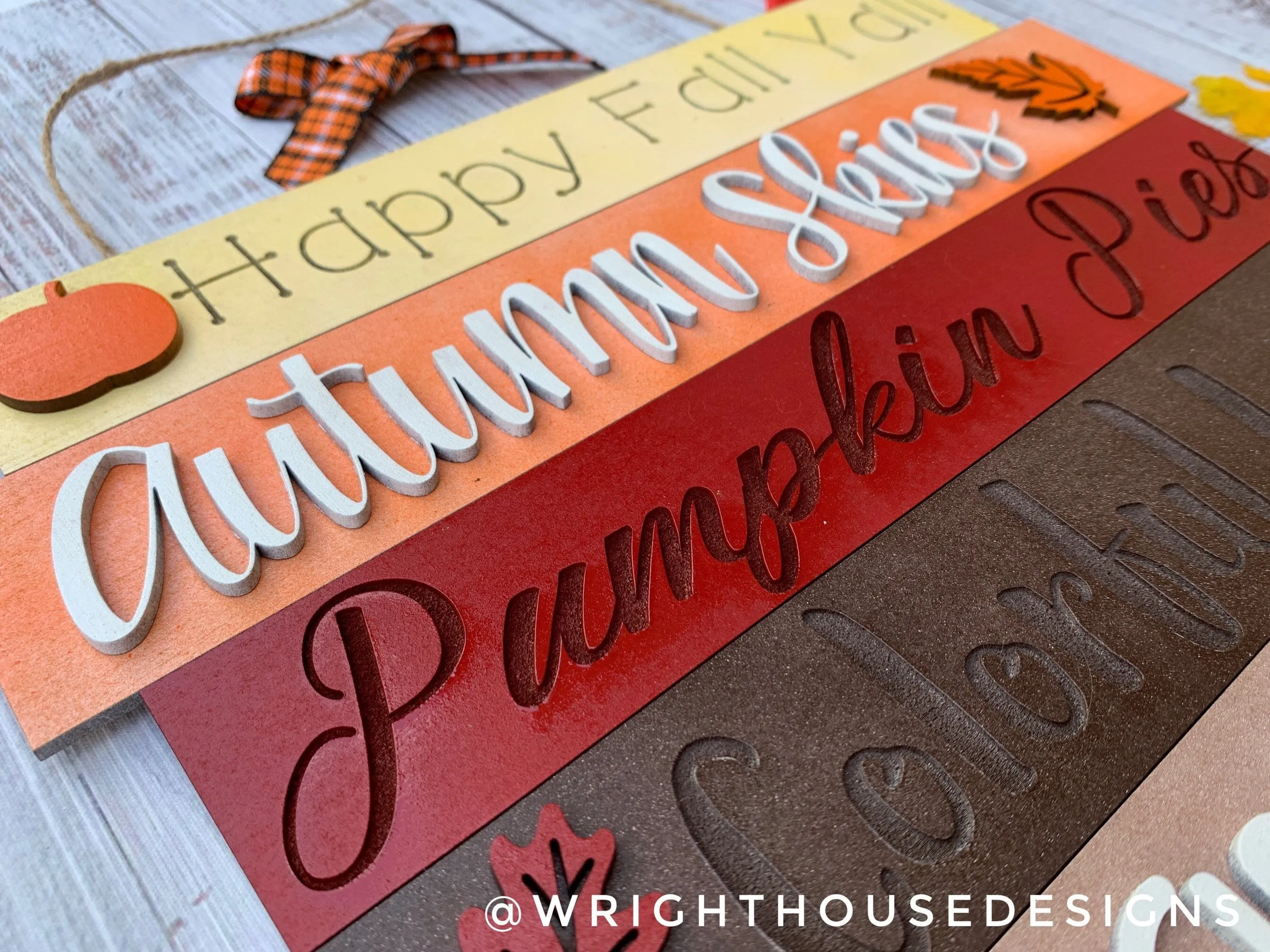 Happy Fall Yall Autumn Bucket List Stacked Sign - Seasonal Wall Decor and DIY Kits - Cut File For Glowforge Lasers - Digital SVG File