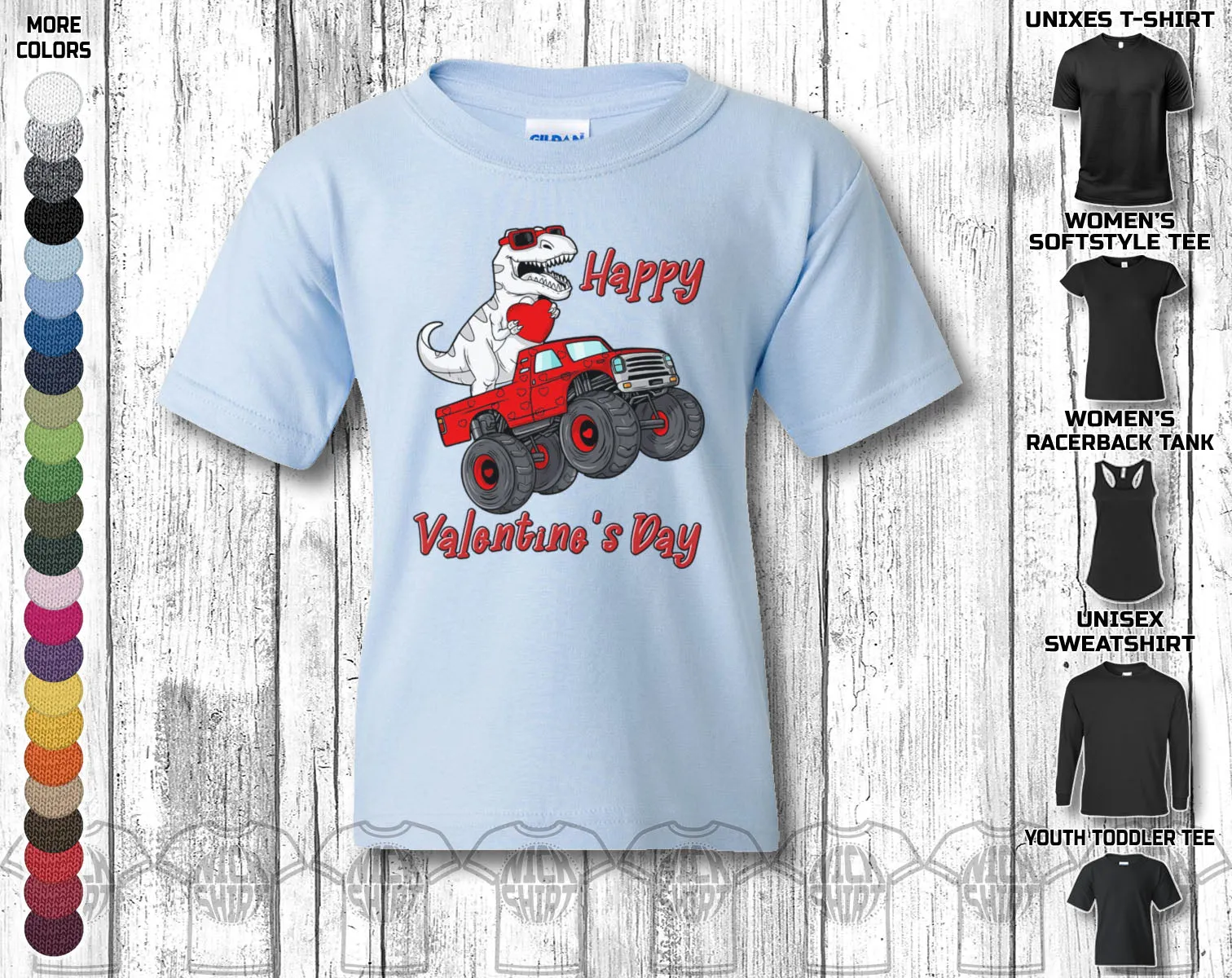 Happy Valentine's Day Dino Saurus Trex Track Love Heart Girlfriend Boyfriend Wife Husband Gift Unisex T-Shirt