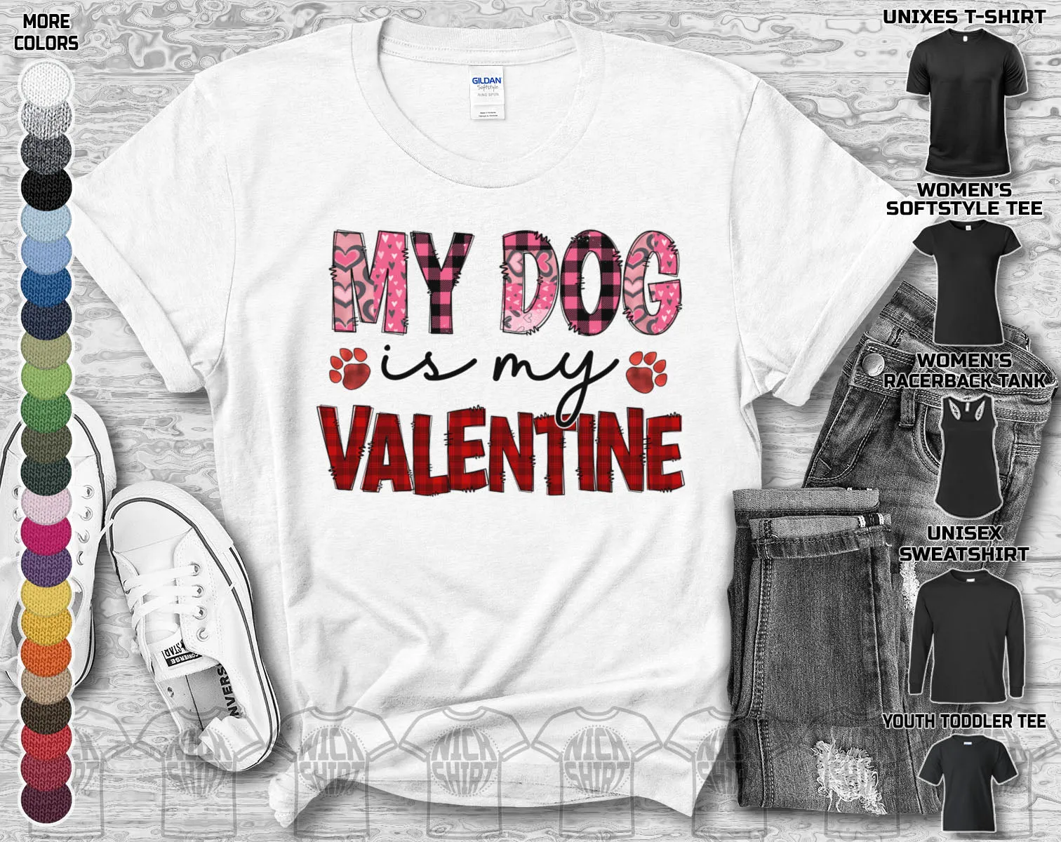 Happy Valentine's Day Dog Heart Friends Girlfriend Boyfriend Wife Husband Family Gift Unisex T-Shirt