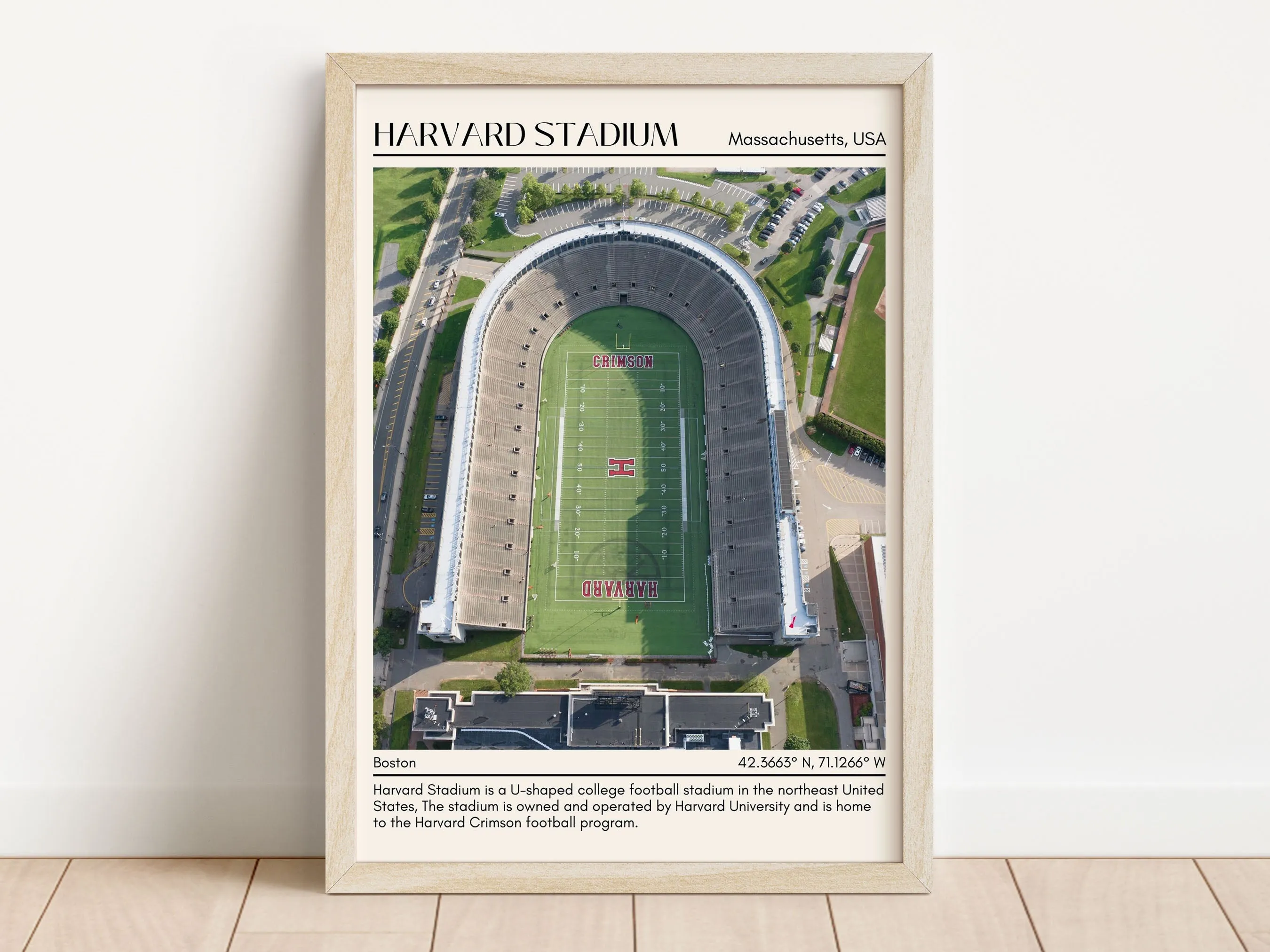 Harvard Stadium Football Minimal  Wall Art