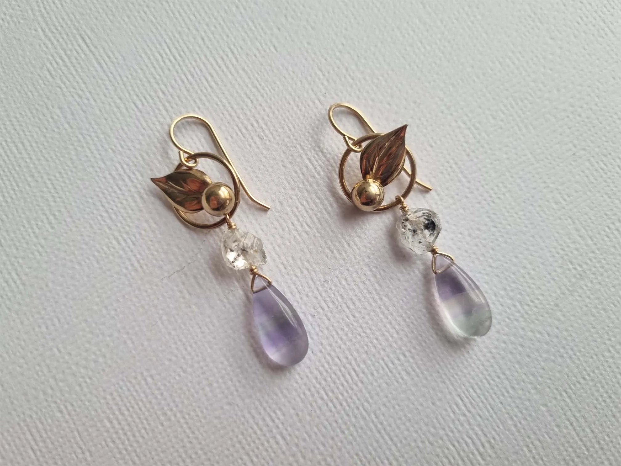 hazy forest | vintage herkimer purple fluorite earrings