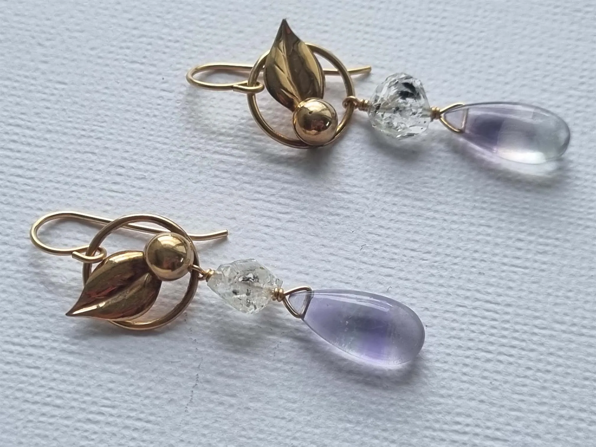 hazy forest | vintage herkimer purple fluorite earrings