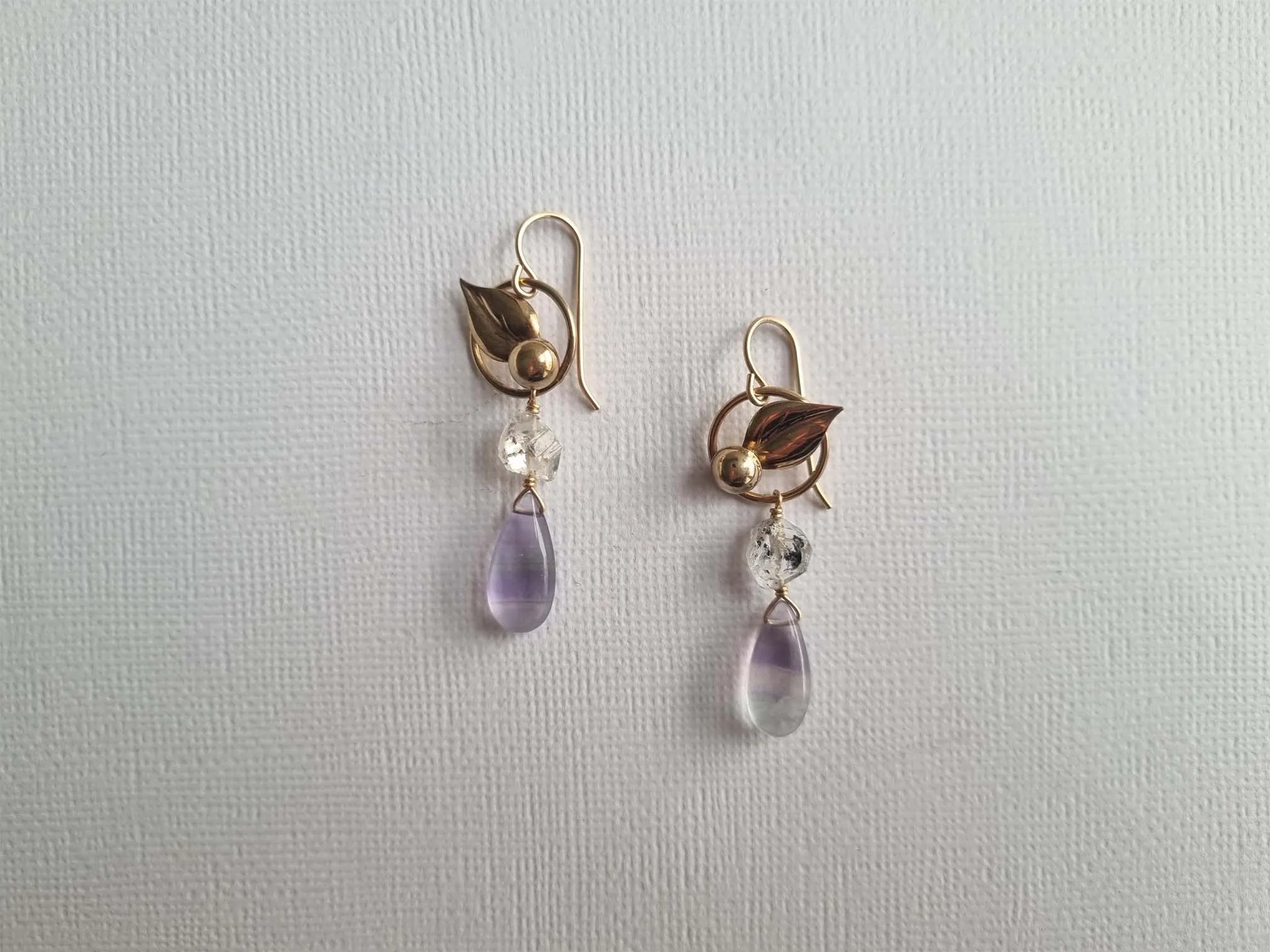 hazy forest | vintage herkimer purple fluorite earrings