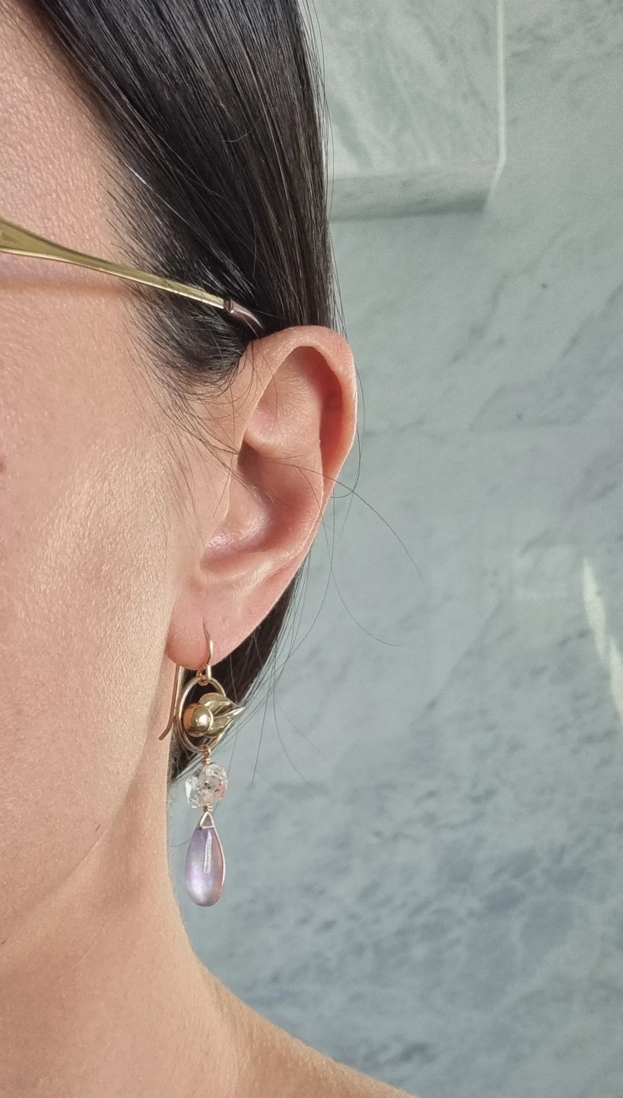 hazy forest | vintage herkimer purple fluorite earrings