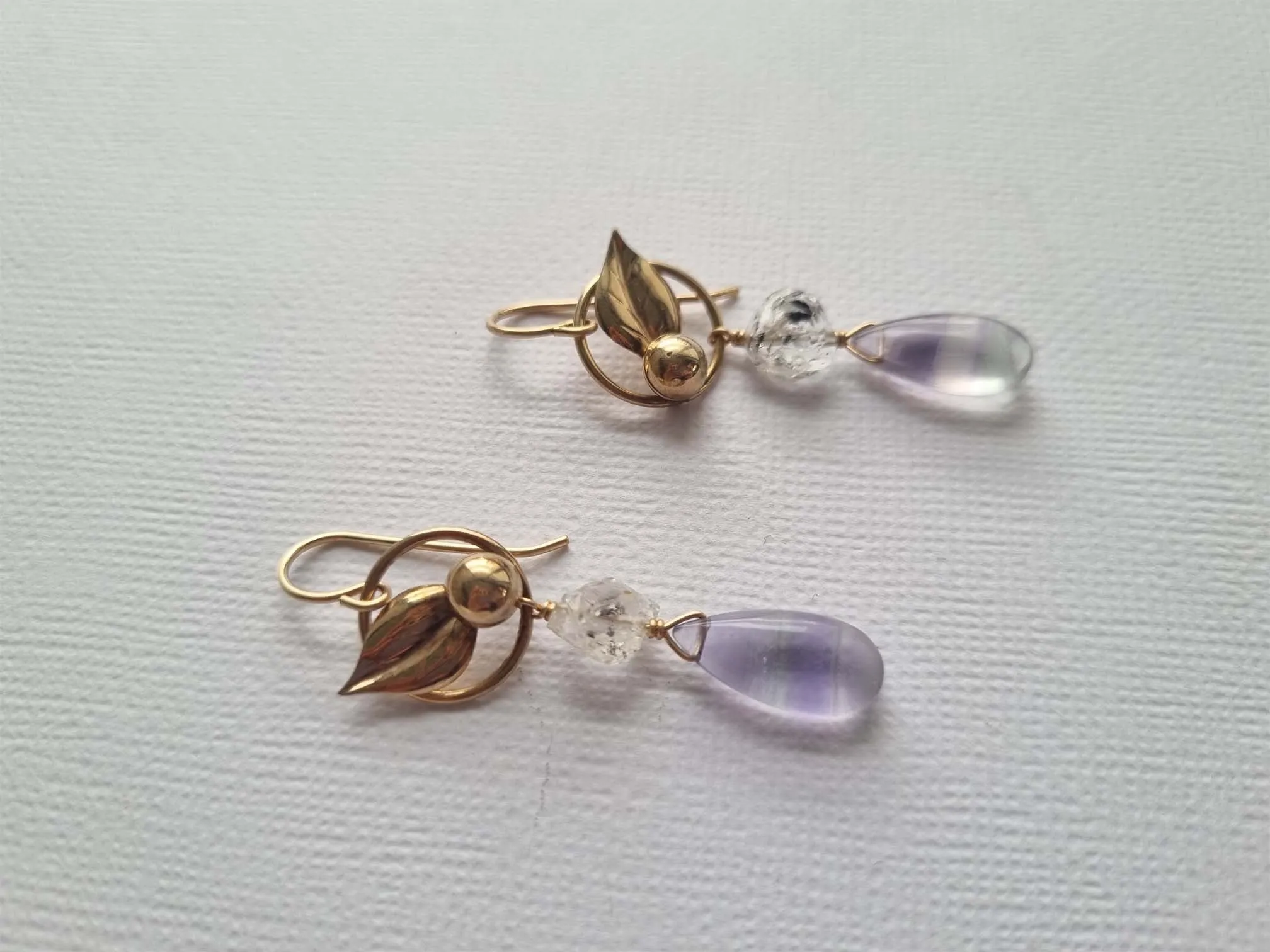 hazy forest | vintage herkimer purple fluorite earrings