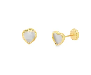 Heart Mother of Pearl Stud Baby Earrings