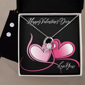 Heart Swirl Valentine's Forever Heart Necklace & Cubic Zirconia Earring Set
