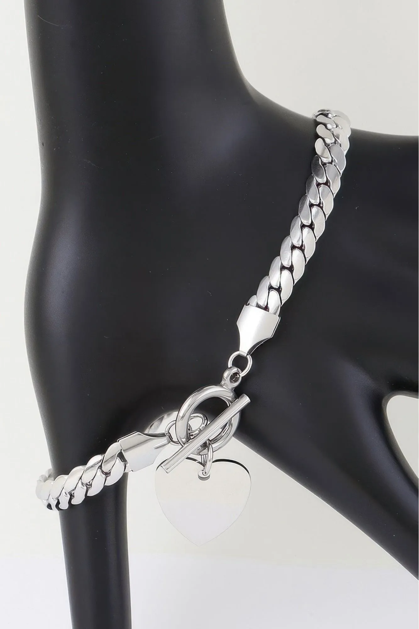 Heart Toggle Curb Chain Bracelet