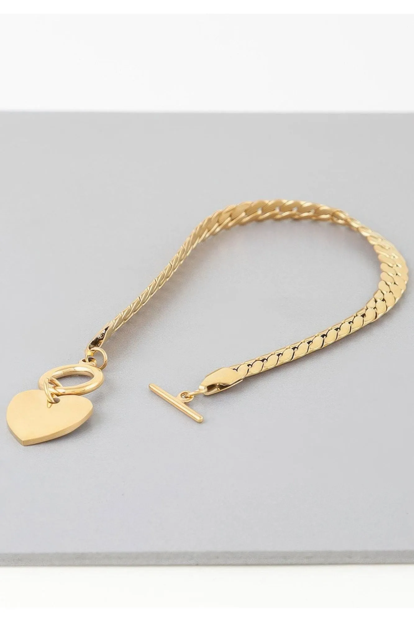 Heart Toggle Curb Chain Bracelet