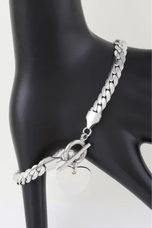 Heart Toggle Curb Chain Bracelet