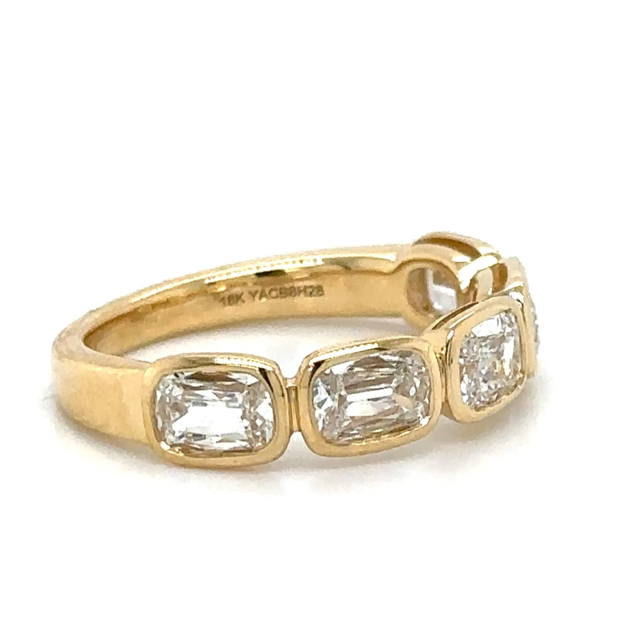 Henri Daussi 1.50ct tw Cushion Cut Diamond Bezel Set Half Eternity Band Ring