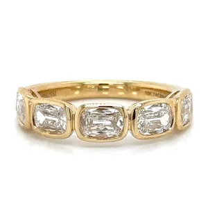 Henri Daussi 1.50ct tw Cushion Cut Diamond Bezel Set Half Eternity Band Ring
