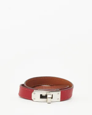 Hermès Red Leather Kelly Double Tour Bracelet - S