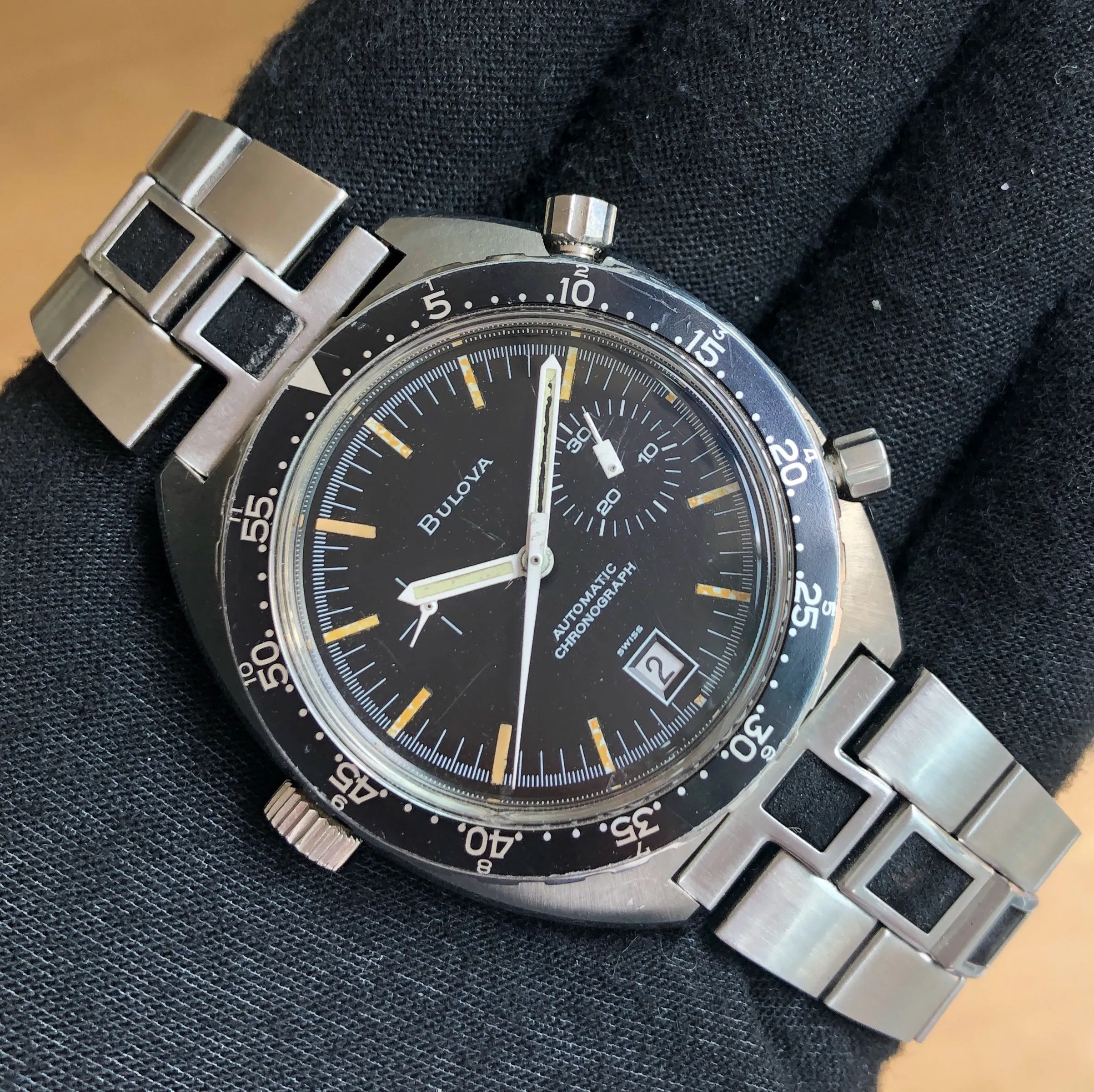 Heuer Autavia 1163 Bulova 7605 Rare 1970s Vintage Chronograph Steel 42 mm