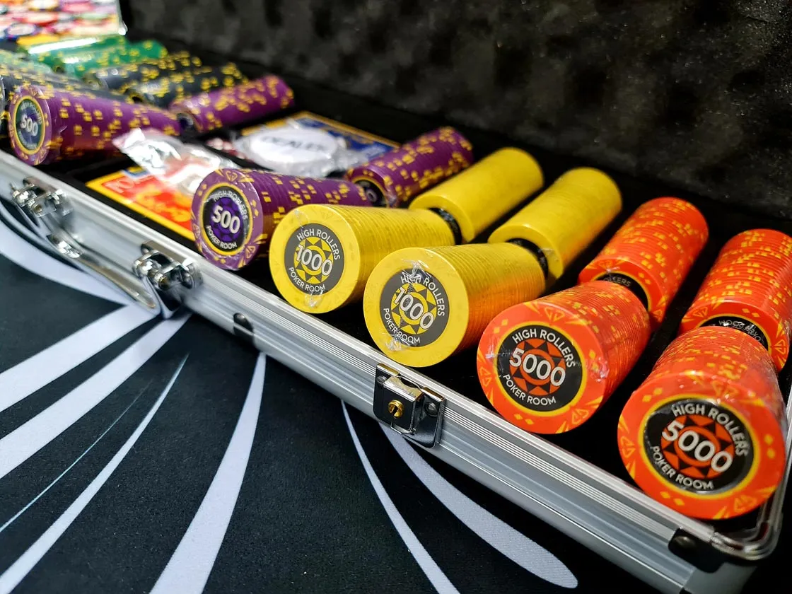 HIGH ROLLERS POKER ROOM 500pce Tournament Poker Chip Set 14g w/ Case