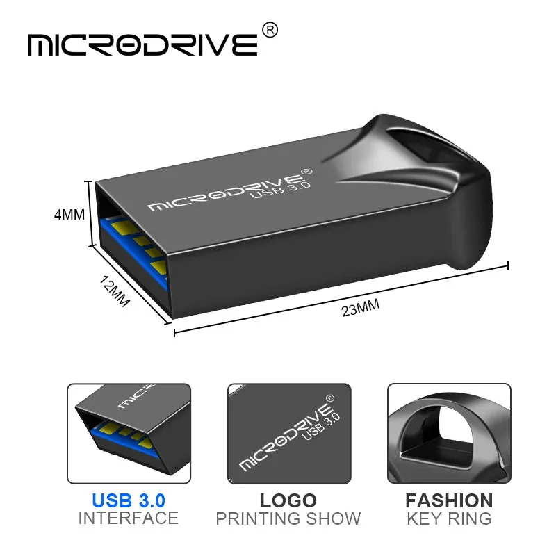 High-Speed USB 3.0 Metal Flash Drive - Waterproof, Various Capacities