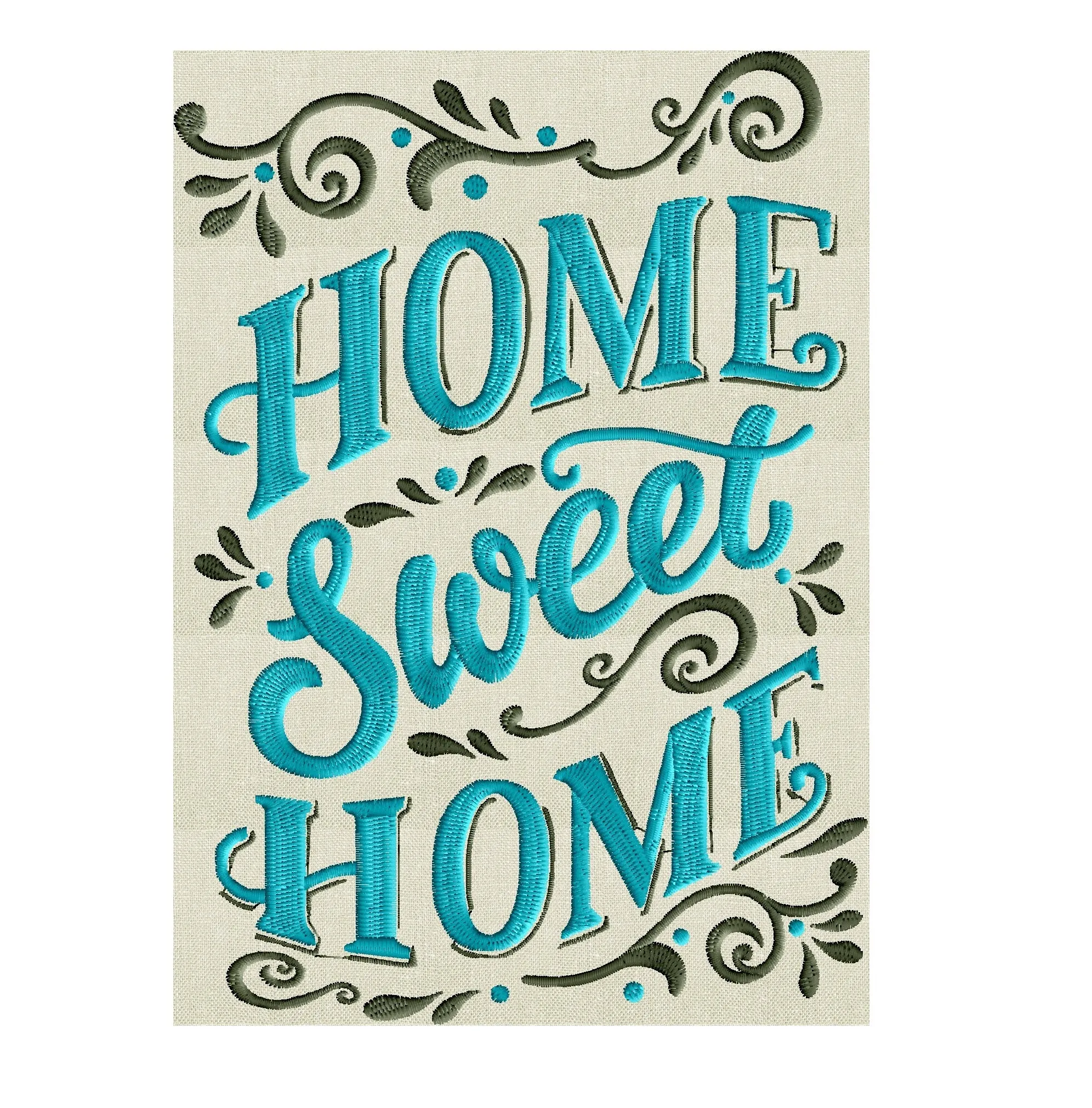 Home Quote "Home Sweet Home" Chalk Farm style EMBROIDERY DESIGN FILE - Instant download - Dst Hus Jef Pes Vp3 Exp formats 2 colors & 2 sizes