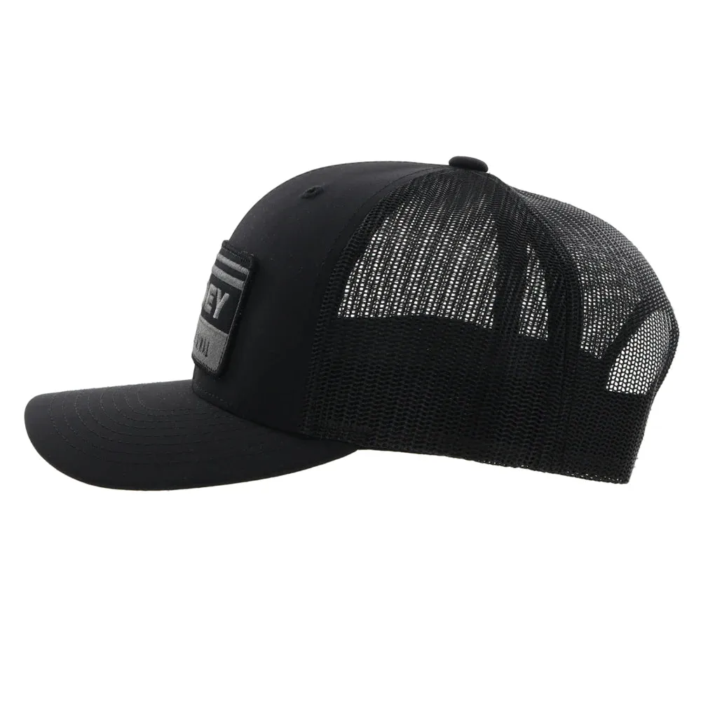 Hooey Horizon Black W/Black and Grey Patch Snapback Hat - 2235T-BK