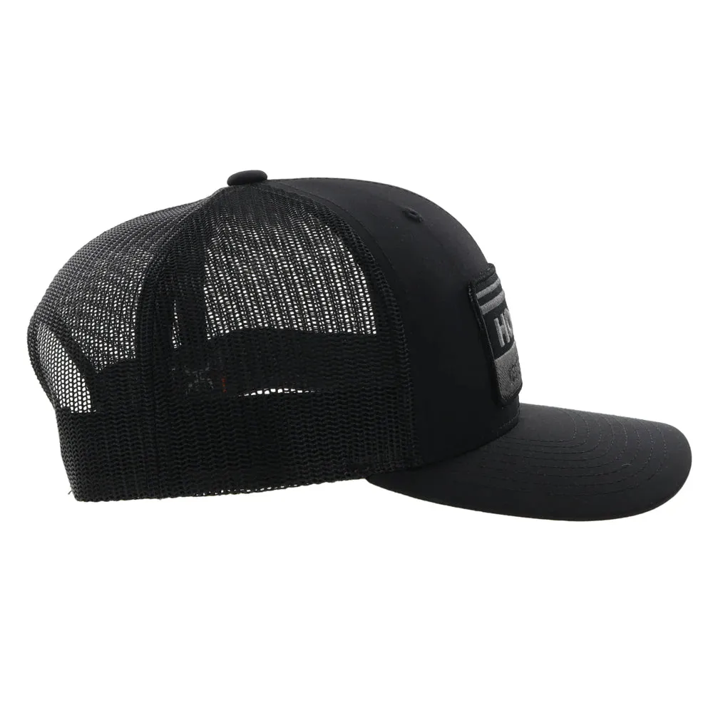 Hooey Horizon Black W/Black and Grey Patch Snapback Hat - 2235T-BK