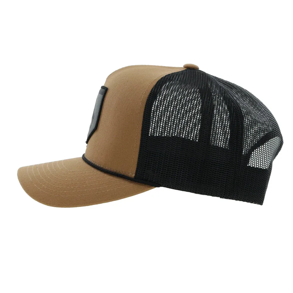 Hooey "TIBBS" ROUGHY TAN/BLACK Snapback Trucker Hat With Patch- 4038T-TNBK