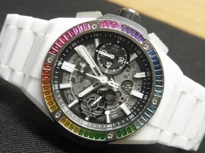 HUBLOT Big bang Integrated white ceramic Baguette Rainbow 451.HX.1120.HX.4099.YOS Mens 179343085