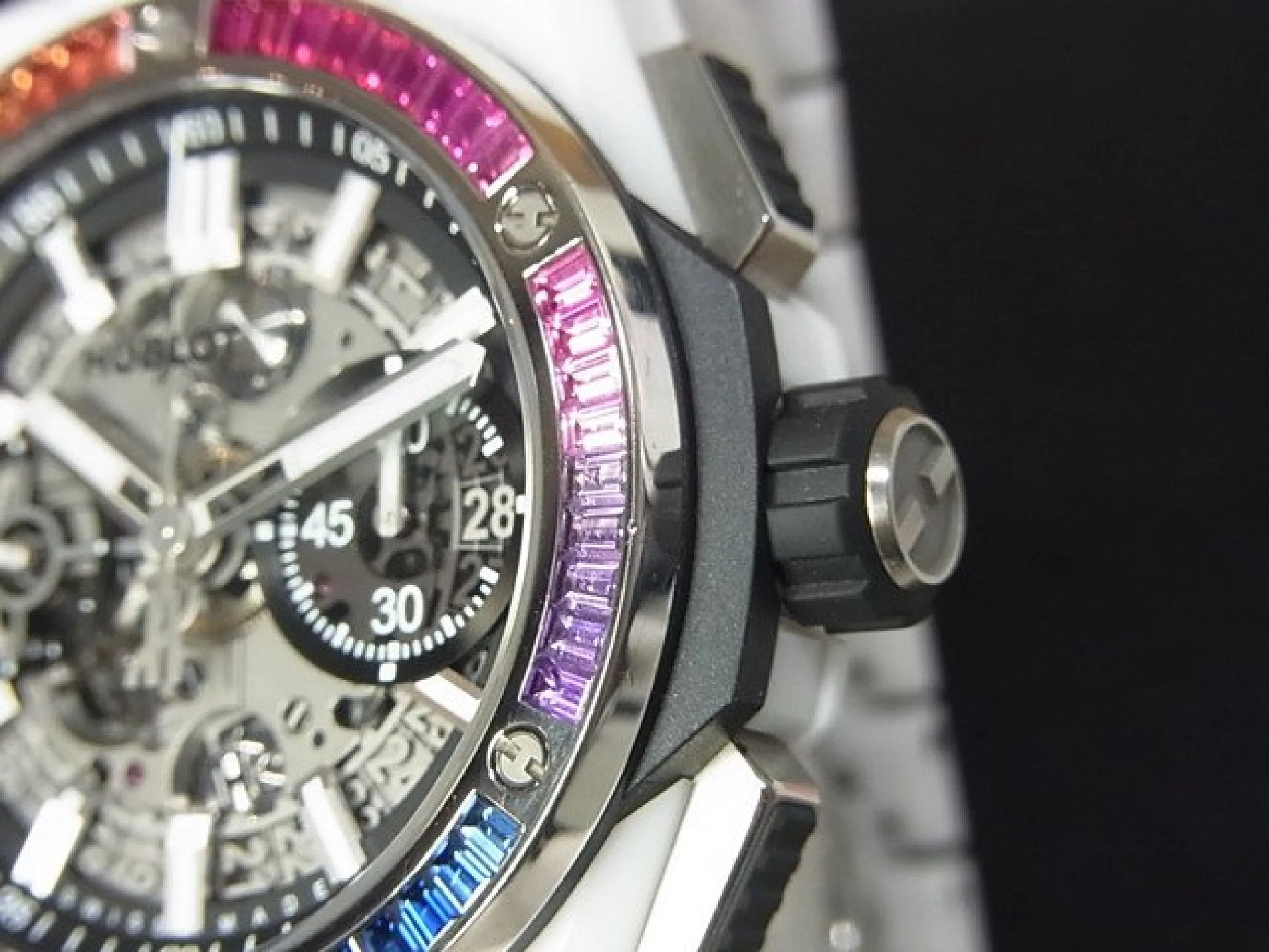 HUBLOT Big bang Integrated white ceramic Baguette Rainbow 451.HX.1120.HX.4099.YOS Mens 179343085