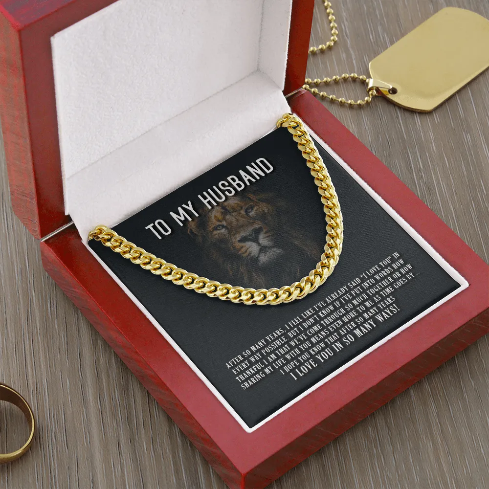 Husband - I Love You In So Many Ways - Cuban Link Chain Message Card Gift For Father's Day, Dad, Birthday, Husband, Papa, Daddy, Granddad, Grandfather