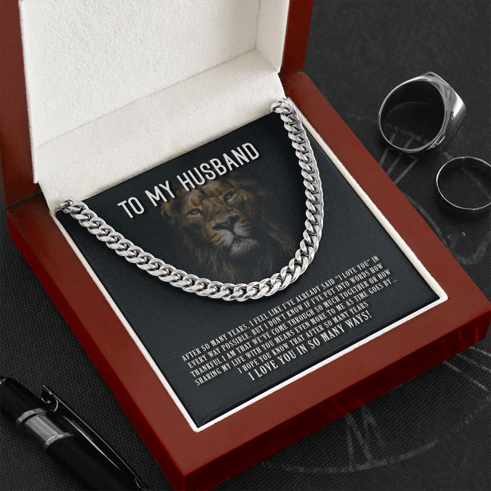 Husband - I Love You In So Many Ways - Cuban Link Chain Message Card Gift For Father's Day, Dad, Birthday, Husband, Papa, Daddy, Granddad, Grandfather