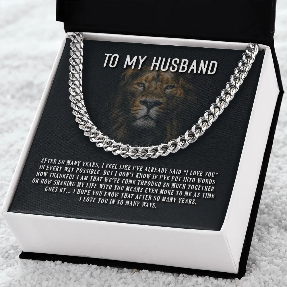 Husband - I Love You In So Many Ways - Cuban Link Chain Message Card Gift For Father's Day, Dad, Birthday, Husband, Papa, Daddy